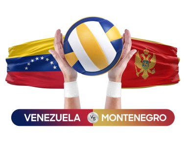 Venezuela, Karadağ milli takımlarına karşı voleybol voleybol maçı konsepti.