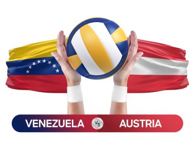 Venezuela Avusturya milli takımlarına karşı voleybol voleybol topu yarışma konsepti.