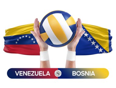 Venezuela, Bosna milli takımlarına karşı voleybol voleybol maçı konsepti.