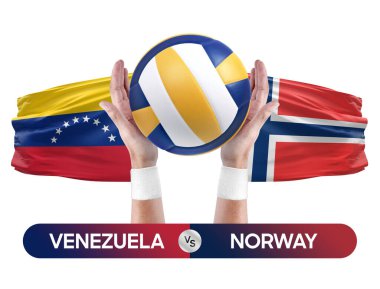 Venezuela, Norveç milli takımlarına karşı voleybol voleybol maçı konsepti.