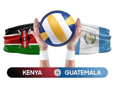 Kenya, Guatemala milli takımlarına karşı voleybol voleybol topu yarışma konsepti.