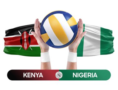 Kenya, Nijerya milli takımlarına karşı voleybol voleybol topu yarışma konsepti.