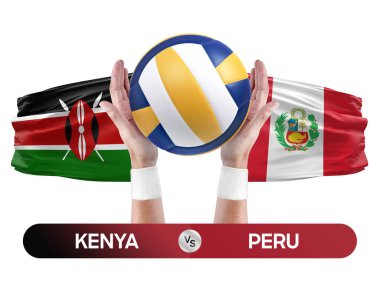 Kenya, Peru milli takımlarına karşı voleybol voleybol topu yarışma konsepti.