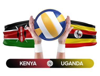 Kenya Uganda milli takımlarına karşı voleybol voleybol topu yarışma konsepti.