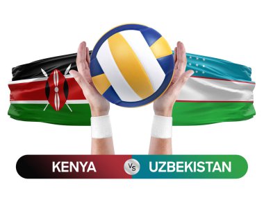 Kenya Özbekistan milli takımlarına karşı voleybol voleybol topu yarışma konsepti.