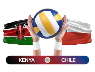 Kenya, Şili milli takımlarına karşı voleybol voleybol topu yarışma konsepti.