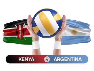 Kenya Arjantin milli takımlarına karşı voleybol voleybol topu yarışma konsepti.