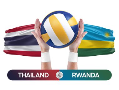 Tayland Ruanda milli takımlarına karşı voleybol voleybol topu yarışma konsepti.