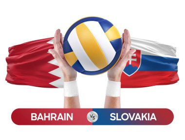 Bahreyn, Slovakya milli takımlarına karşı voleybol voleybol topu yarışma konsepti.