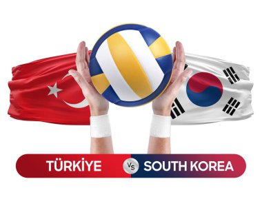 Türkiye, Güney Kore milli takımlarına karşı voleybol voleybol maçı konsepti.