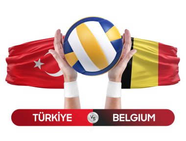 Türkiye, Belçika milli takımlarına karşı voleybol voleybol maçı konsepti.