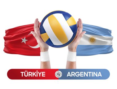 Türkiye Arjantin milli takımlarına karşı voleybol voleybol maçı konsepti.