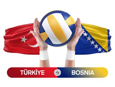 Türkiye Bosna milli takımlarına karşı voleybol voleybol maçı konsepti.