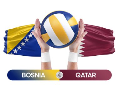 Bosna Katar milli takımlarına karşı voleybol voleybol maçı konsepti.