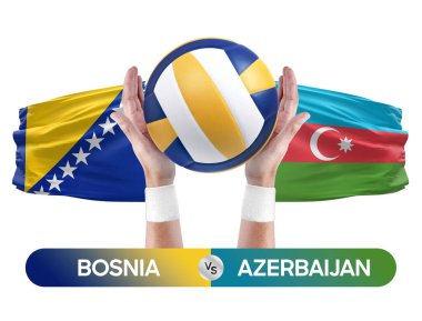 Bosna, Azerbaycan milli takımlarına karşı voleybol voleybol topu yarışma konsepti.