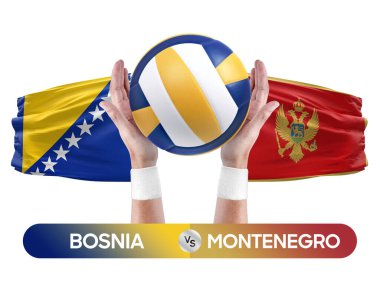 Bosna-Karadağ milli takımları voleybol voleybol maçı konseptine karşı.