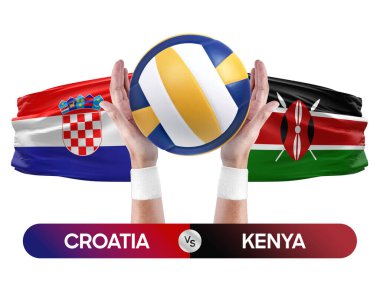 Hırvatistan Kenya milli takımlarına karşı voleybol voleybol maçı konsepti.