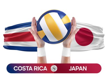 Kosta Rika Japonya milli takımlarına karşı voleybol voleybol maçı konsepti.