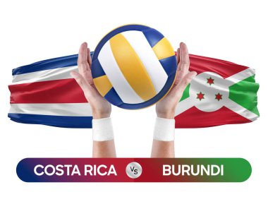 Kosta Rika, Burundi milli takımlarına karşı voleybol voleybol topu yarışma konsepti.