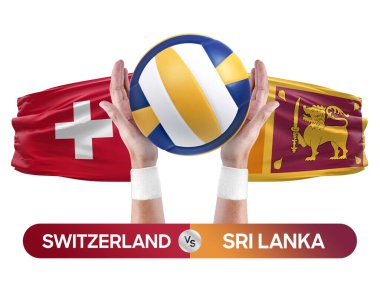 İsviçre, Sri Lanka milli takımlarına karşı voleybol voleybol topu yarışma konsepti.