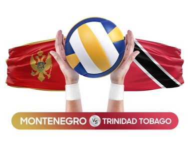 Karadağ, Trinidad Tobago milli takımlarına karşı voleybol voleybol topu yarışma konsepti.