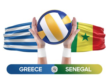 Yunanistan, Senegal milli takımlarına karşı voleybol voleybol maçı konsepti.