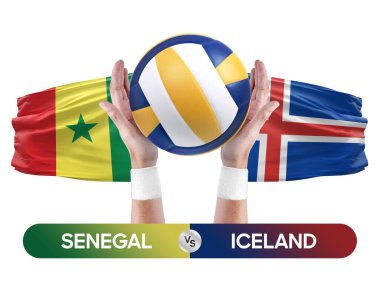 Senegal İzlanda milli takımlarına karşı voleybol voleybol topu yarışma konsepti.