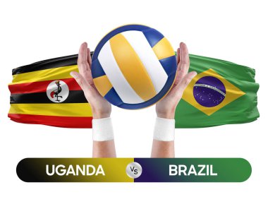 Uganda Brezilya milli takımlarına karşı voleybol voleybol topu yarışma konsepti.