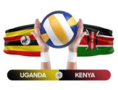 Uganda Kenya milli takımlarına karşı voleybol voleybol topu yarışma konsepti.