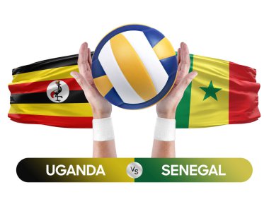 Uganda, Senegal milli takımlarına karşı voleybol voleybol topu yarışma konsepti.