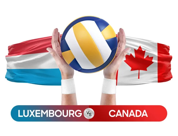 Luxembourg vs Canada national teams volleyball volley ball match competition concept.