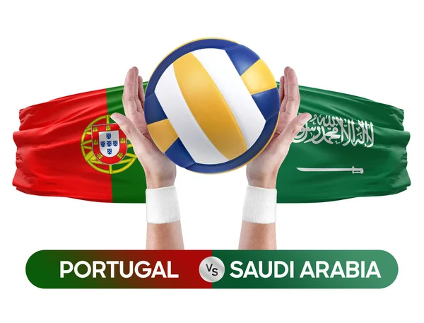 Сборные Португалии Саудовской Аравии Волейболу — стоковое фото