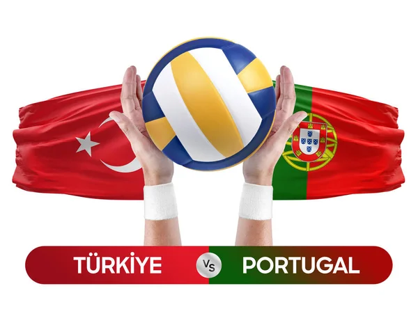 Turkiye Portugal Selecciones Nacionales Voleibol Voleibol Partido Concepto Competición — Foto de Stock