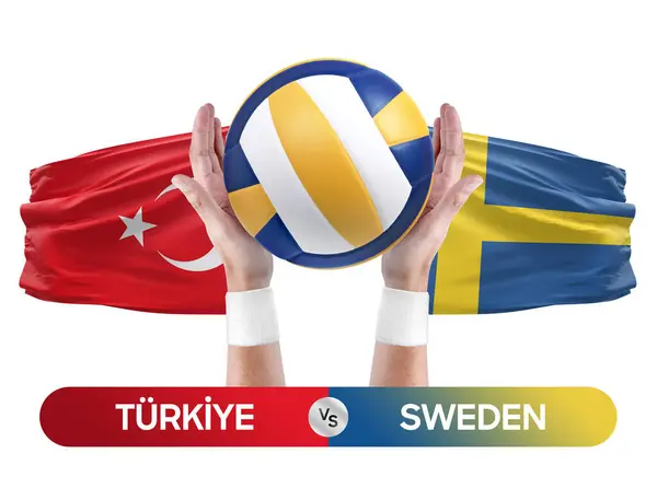 Turkiye对瑞典国家队排球比赛概念 — 图库照片