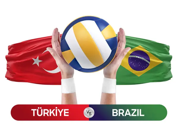 Turkiye Brasil Selecciones Nacionales Voleibol Voleibol Partido Concepto Competencia —  Fotos de Stock