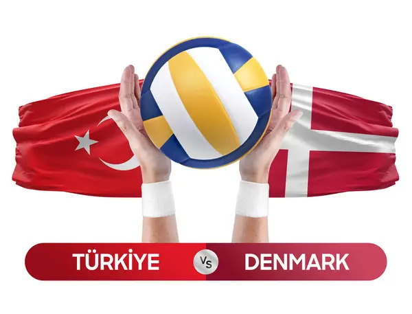 Turkiye对丹麦国家队排球比赛概念 — 图库照片