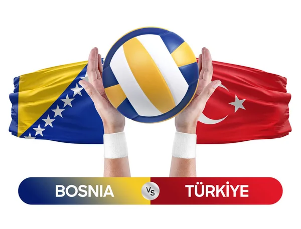 波斯尼亚对土耳其国家队排球截击球比赛的概念 — 图库照片
