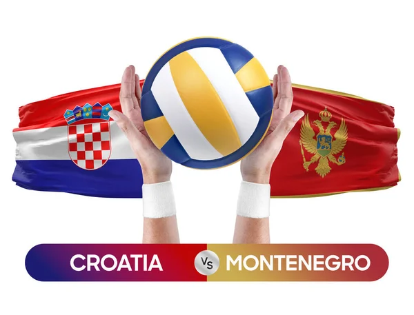 Εθνικές Ομάδες Κροατίας Μαυροβουνίου Αντιλαμβάνονται Την Ιδέα Του Διαγωνισμού Βόλεϊ — Φωτογραφία Αρχείου