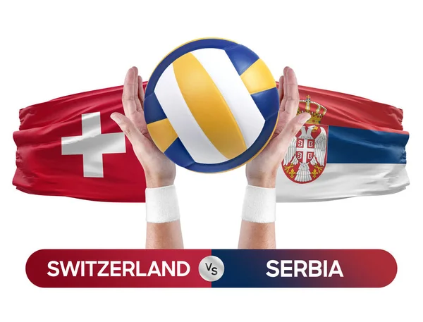 Zwitserland Servië Nationale Teams Volleybal Volleybal Wedstrijd Wedstrijd Concept — Stockfoto