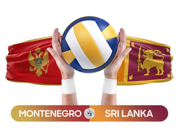 Karadağ Sri Lanka milli takımlarına karşı voleybol voleybol topu yarışma konsepti.