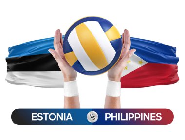 Estonya, Filipinler milli takımlarına karşı voleybol voleybol topu yarışma konsepti.