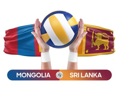 Moğolistan, Sri Lanka milli takımlarına karşı voleybol voleybol topu yarışması konsepti.