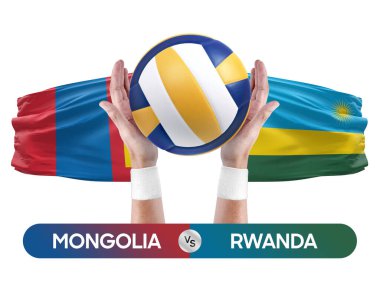 Moğolistan, Ruanda milli takımlarına karşı voleybol voleybol topu yarışma konsepti.