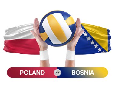 Polonya, Bosna milli takımlarına karşı voleybol voleybol maçı konsepti.