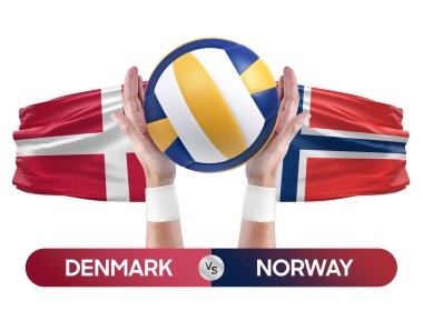 Danimarka, Norveç milli takımlarına karşı voleybol topu yarışma konsepti.
