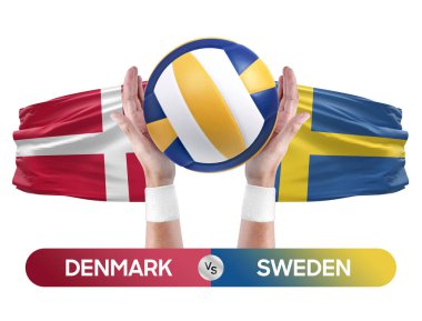 Danimarka İsveç milli takımlarına karşı voleybol voleybol maçı konsepti.