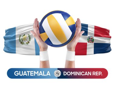 Guatemala, Dominik Cumhuriyeti milli takımlarına karşı voleybol voleybol topu yarışma konsepti.