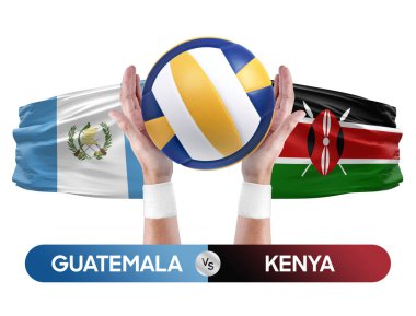 Guatemala Kenya milli takımlarına karşı voleybol voleybol topu yarışma konsepti.