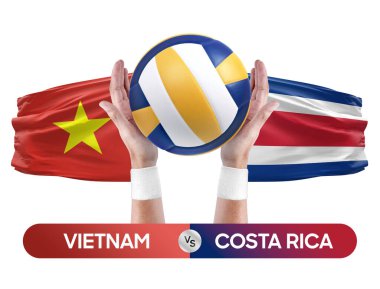 Vietnam Kosta Rika milli takımlarına karşı voleybol voleybol maçı konsepti.