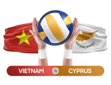 Vietnam, Kıbrıs Rum Kesimi milli takımlarına karşı voleybol voleybol maçı konsepti.